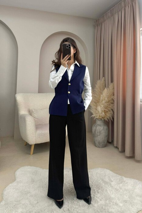 JELEK NJE NGJYRESH ME BUTONA GOLD PER FEMRA NE NGJYRE BLU - KLAUDIO FASHION