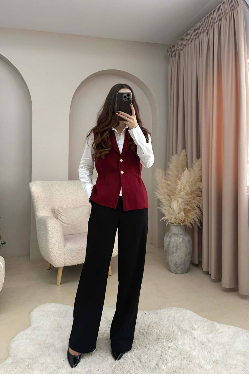 ONE COLOR GOLD BUTTONS WOMEN VEST BURGUNDY/VISHNJE - 1