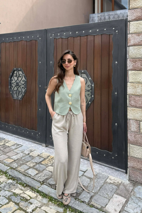ONE COLOR GOLD BUTTONS WOMEN VEST MINT/MENTE - 3