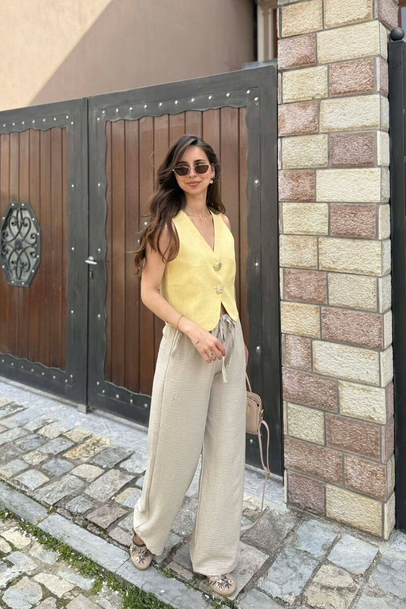 ONE COLOR GOLD BUTTONS WOMEN VEST YELLOW/E VERDHE - 3