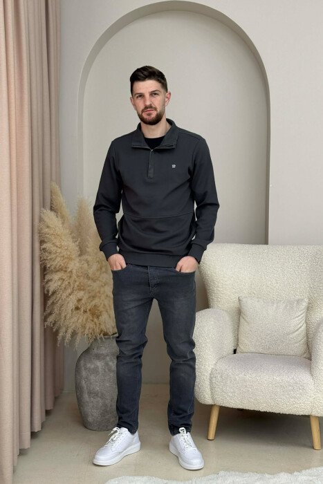 ONE COLOR GOLD SMALL LOGO MEN SWEATSHIRT DARK GREY/GEE - 2