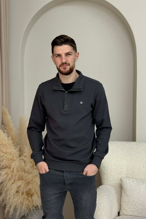 ONE COLOR GOLD SMALL LOGO MEN SWEATSHIRT DARK GREY/GEE - 3
