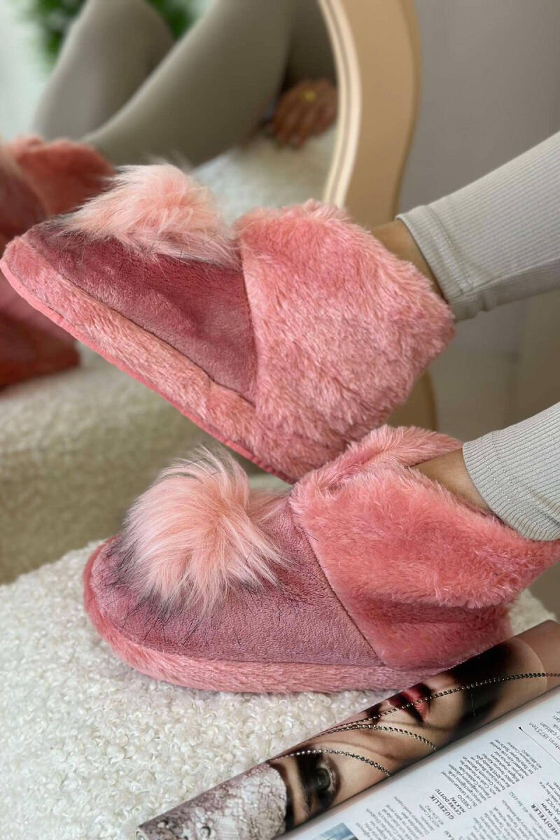 ONE COLOR HIGH NECK WOMAN HOME SLIPPERS BABY PINK/ROZB - 4