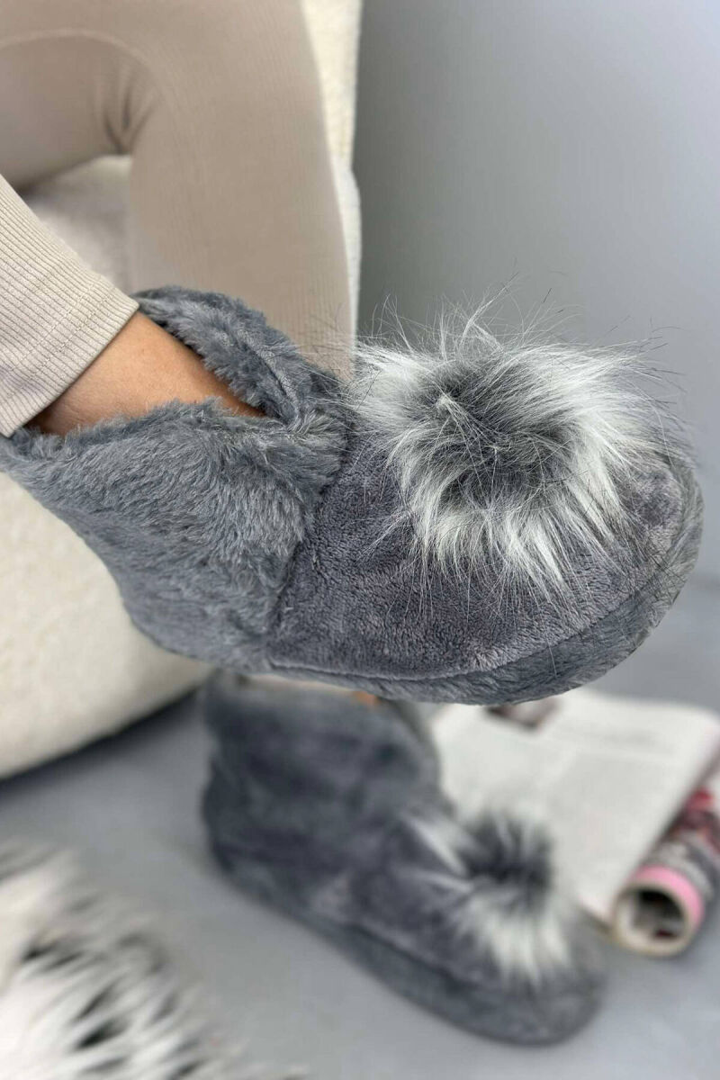 ONE COLOR HIGH NECK WOMAN HOME SLIPPERS GREY/GRI - 2