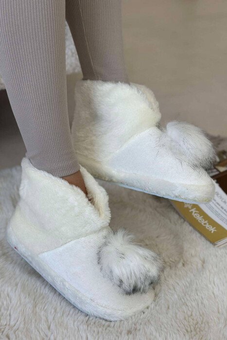 ONE COLOR HIGH NECK WOMAN HOME SLIPPERS WHITE-E BARDHE - KLAUDIO FASHION