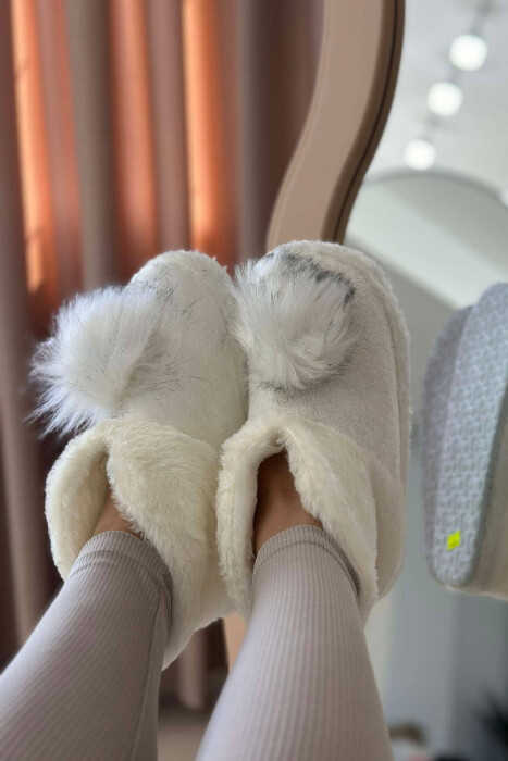 ONE COLOR HIGH NECK WOMAN HOME SLIPPERS WHITE-E BARDHE - 2