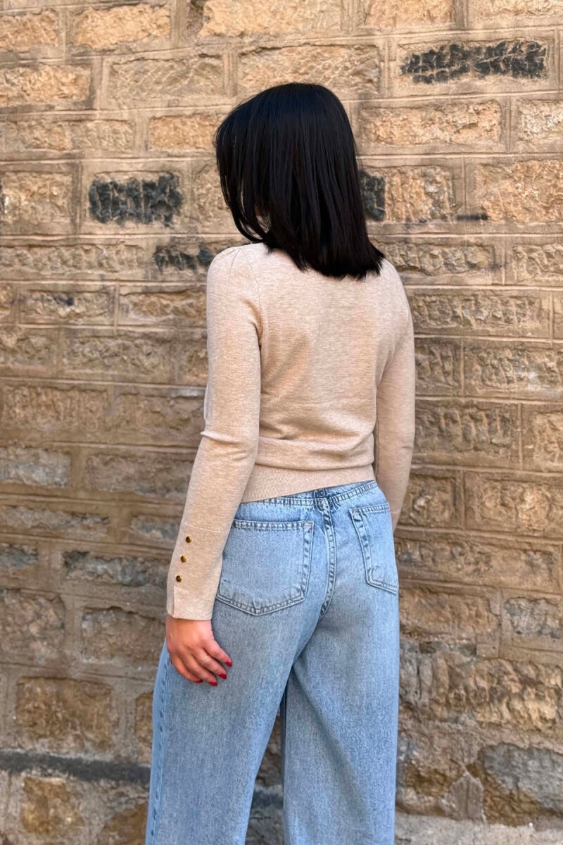 ONE COLOR HIGH NECK WOMAN SWEATER BEIGE/BEZHE - 5