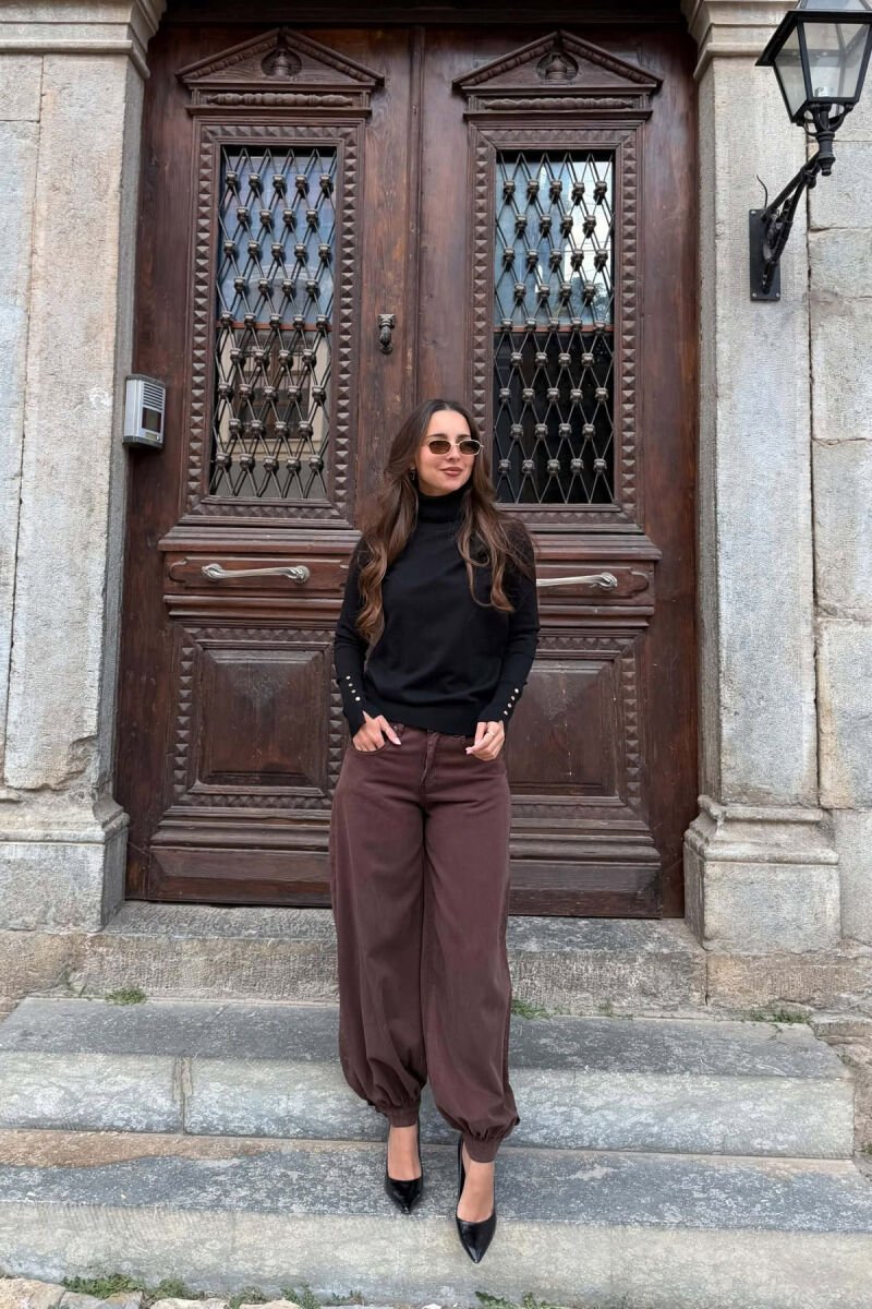 ONE COLOR HIGH NECK WOMAN SWEATER BLACK/ E ZEZE - 3