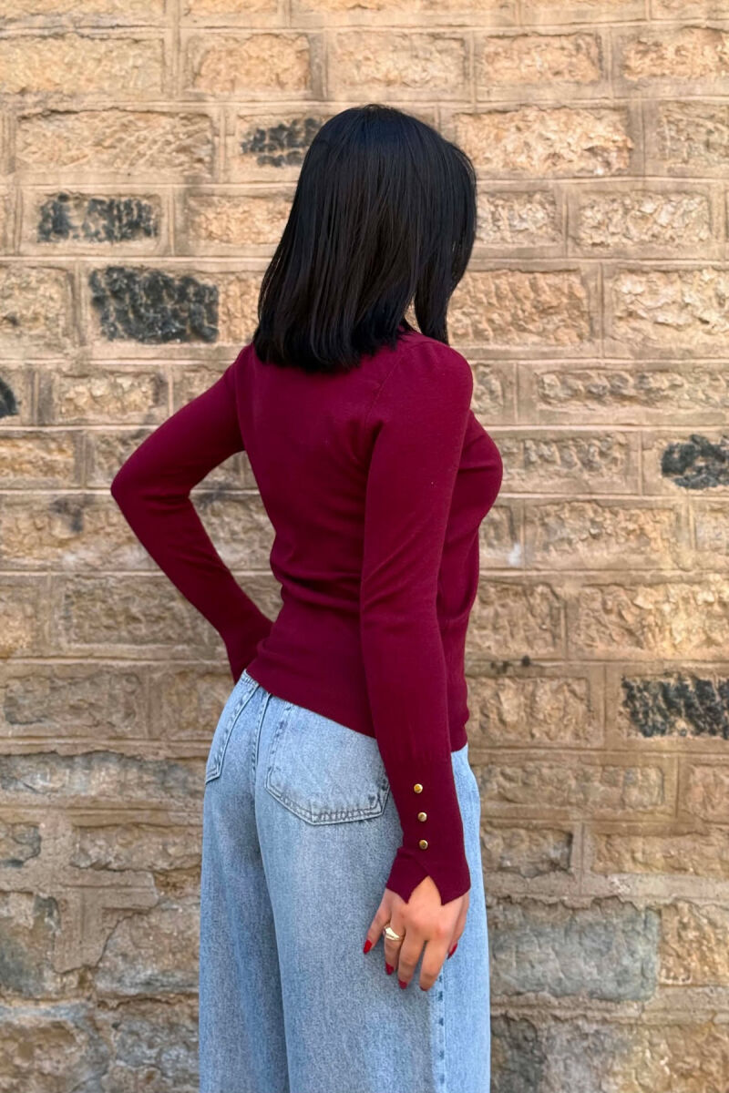 ONE COLOR HIGH NECK WOMAN SWEATER BURGUNDY/VISHNJE - 2