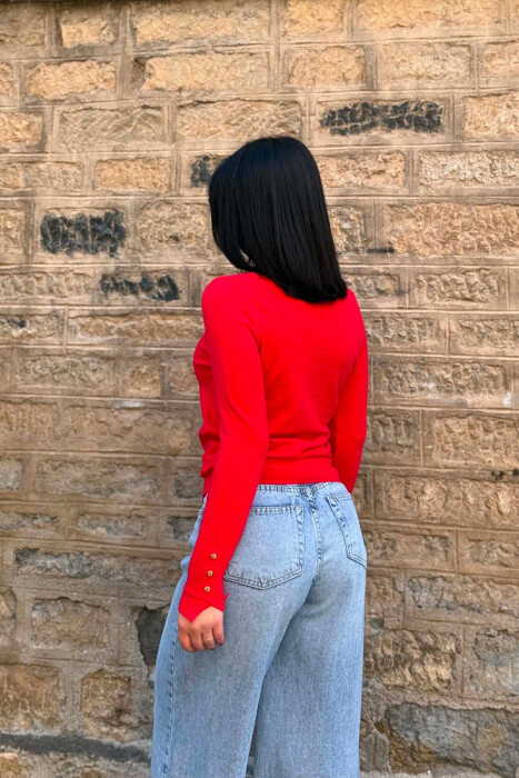 ONE COLOR HIGH NECK WOMAN SWEATER RED/E KUQE - 4