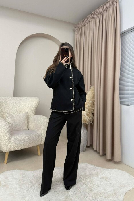 ONE COLOR HIGH NECK WOMEN JACKET BLACK/ E ZEZE - 3
