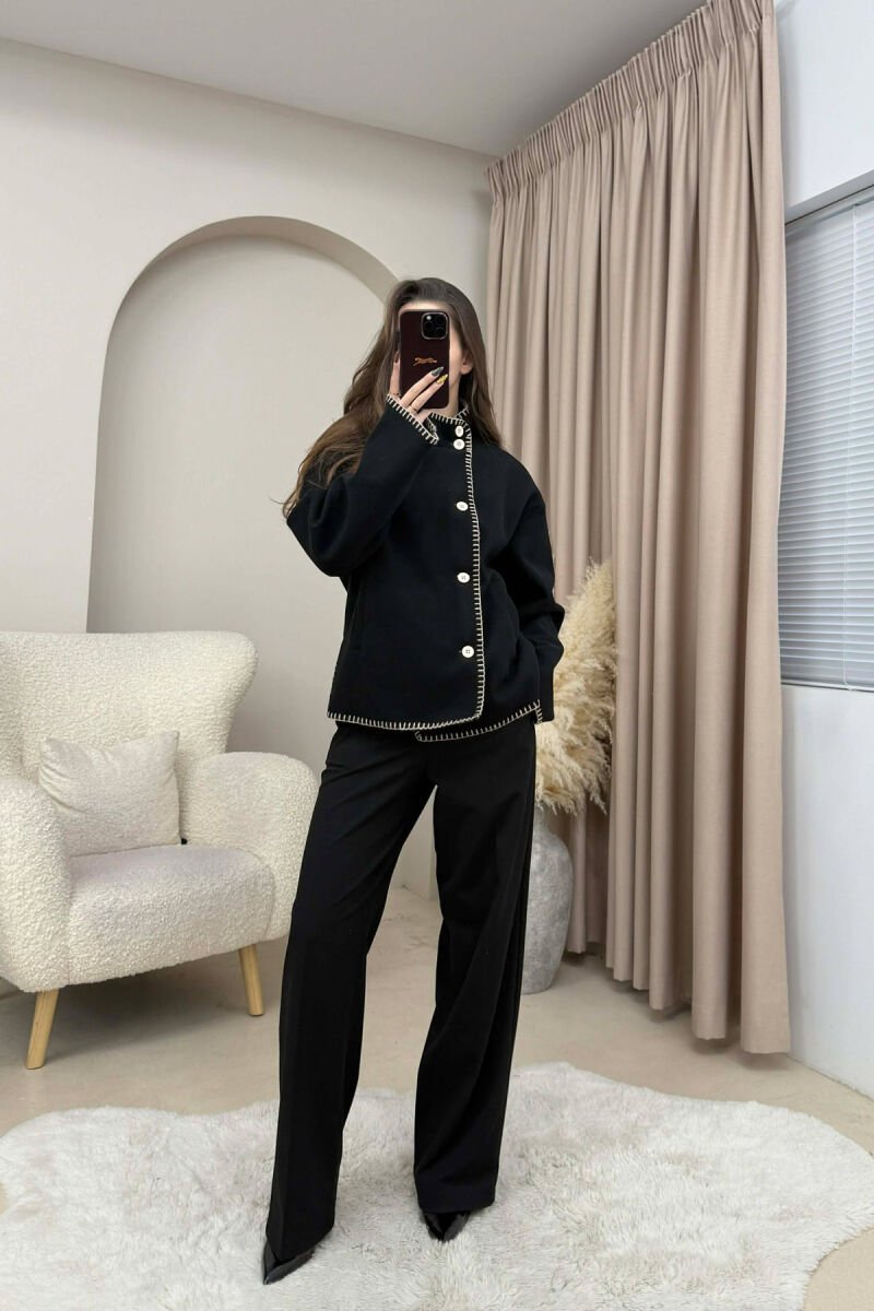 ONE COLOR HIGH NECK WOMEN JACKET BLACK/ E ZEZE - 3