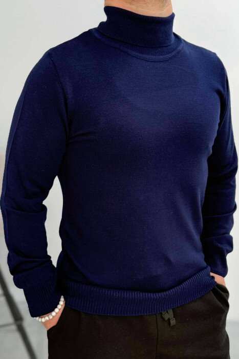 ONE COLOR HIGH NECK MEN SWEATER BLUE/BLU 
