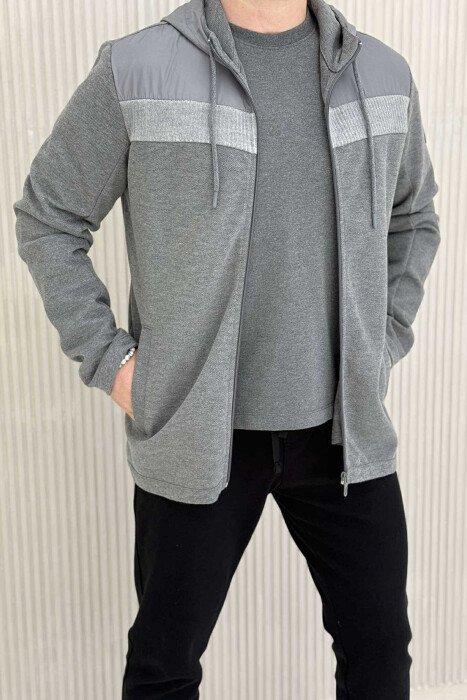 ONE COLOR HOODED MEN JACKET DARK GREY/GEE 