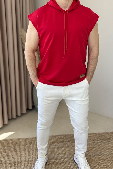 KANATJERE NJË NGJYRËSHE ME KAPUÇ PËR MESHKUJ NË NGJYRËN E KUQE - KLAUDIO FASHION