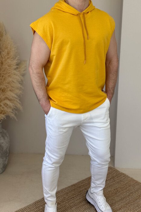 KANATJERE NJË NGJYRËSHE ME KAPUÇ PËR MESHKUJ NË NGJYRËN E VERDHË - KLAUDIO FASHION