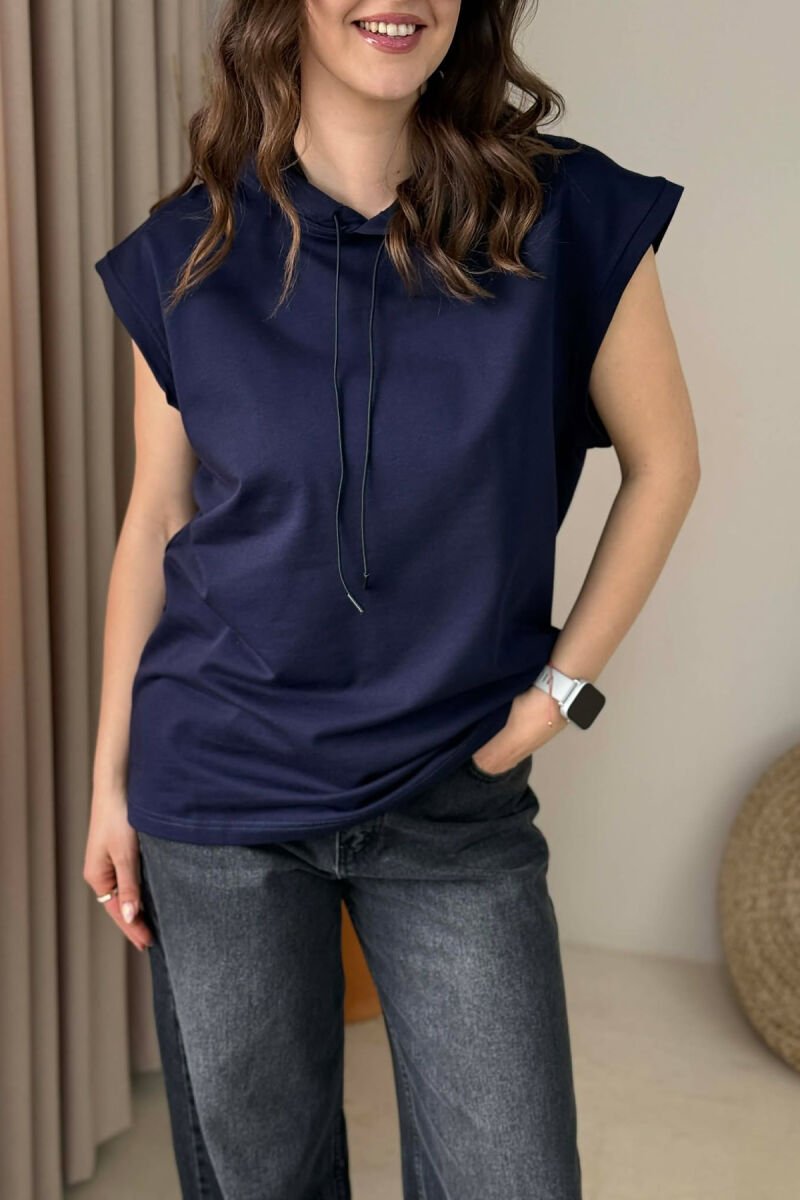 ONE COLOR HOODED WOMAN TANK TOP + 6 PAIR SOCKS DARK BLUE/BEE - 2