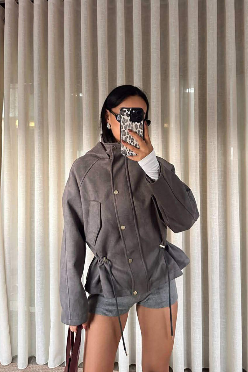 ONE COLOR HOODED WOMEN JACKET GREY/GRI - 6