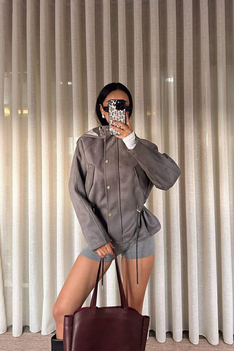 ONE COLOR HOODED WOMEN JACKET GREY/GRI - 7