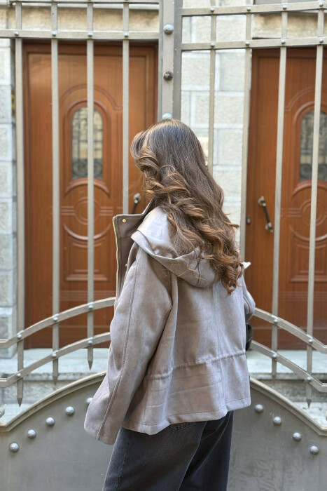 ONE COLOR HOODED WOMEN JACKET GREY/GRI - 5