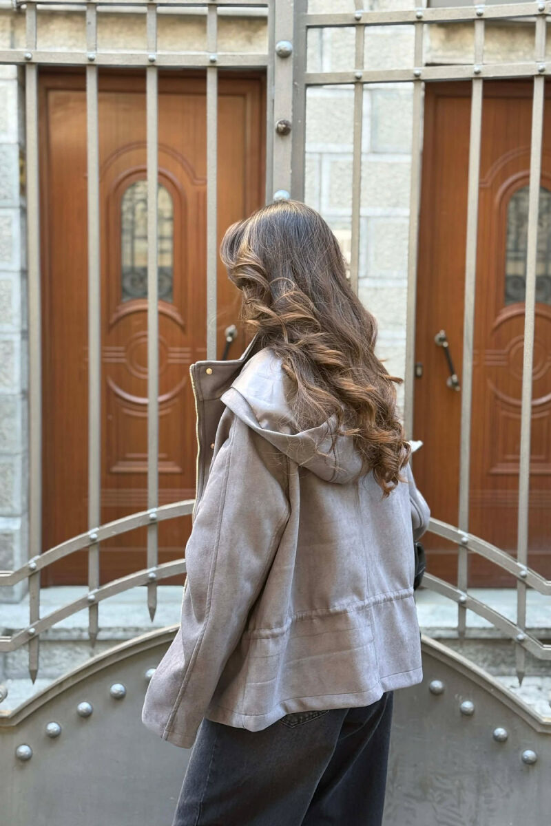 ONE COLOR HOODED WOMEN JACKET GREY/GRI - 5