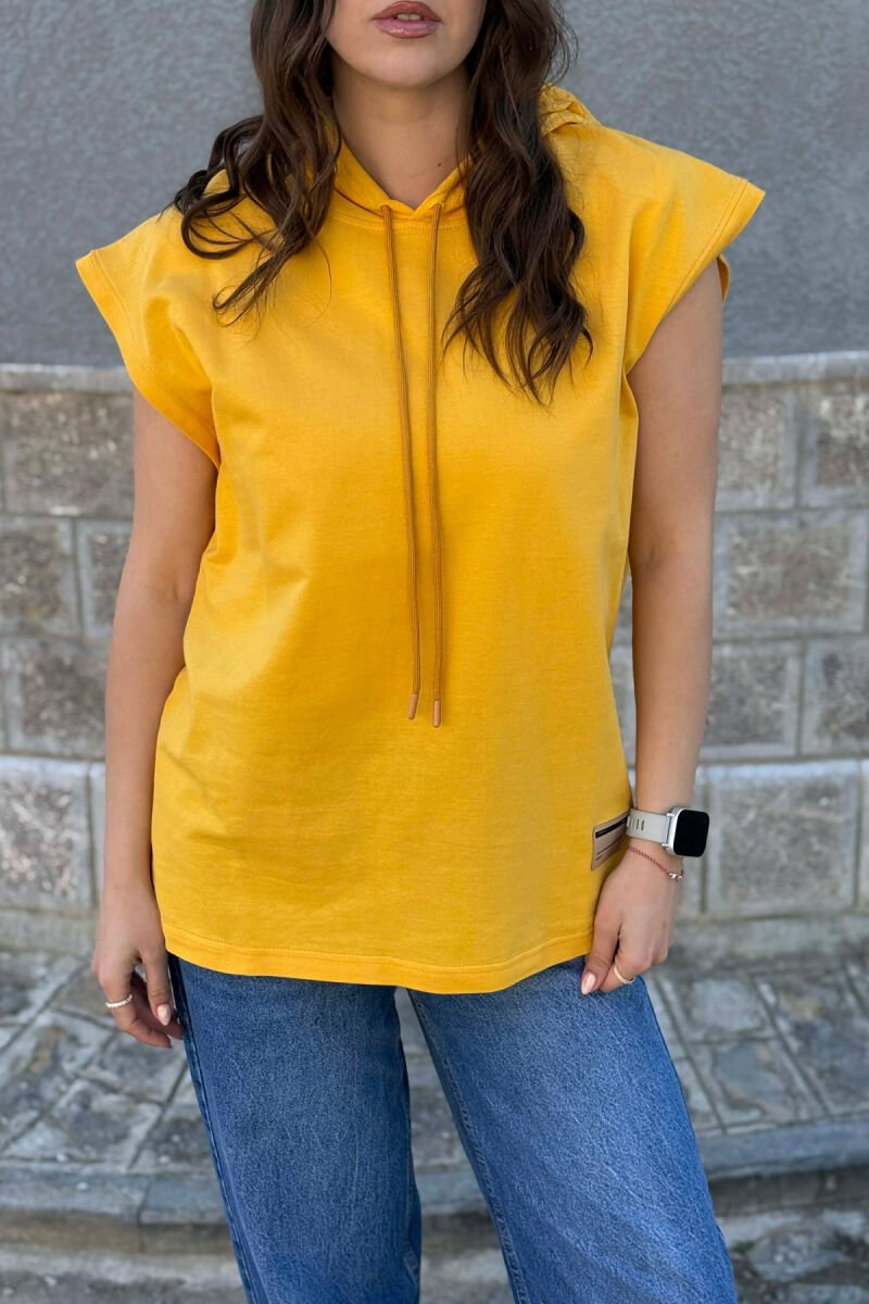 ONE COLOR HOODED WOMEN TANK TOP + 6 PAIR SOCKS YELLOW/E VERDHE - 3