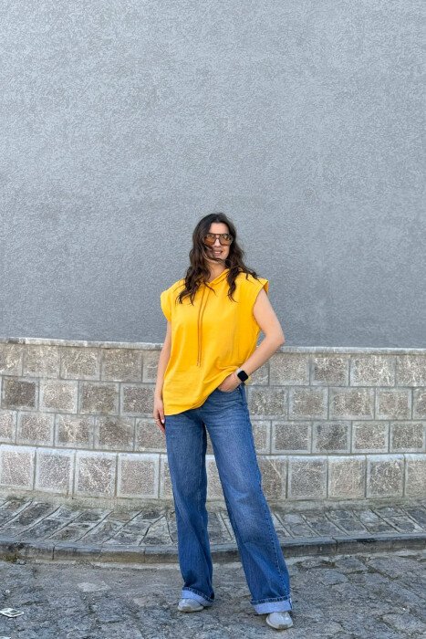 ONE COLOR HOODED WOMEN TANK TOP + 6 PAIR SOCKS YELLOW/E VERDHE - 5