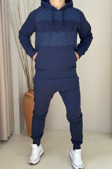 ONE COLOR HOODIE+JOGGERS MEN SET BLUE/BLU - KLAUDIO FASHION