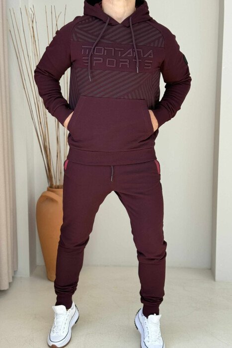 ONE COLOR HOODIE+JOGGERS MEN SET BURGUNDY/VISHNJE - KLAUDIO FASHION