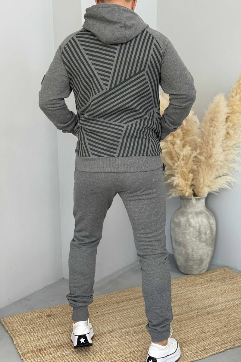 ONE COLOR HOODIE+JOGGERS MEN SET DARK GREY/GEE - 2