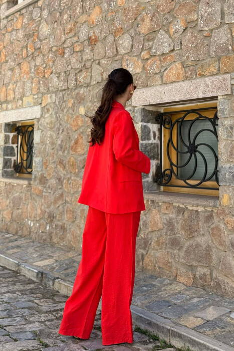 ONE COLOR JACKET + CROP TOP+ TROUSERS WOMAN SET DARK ORANGE/POE - 5