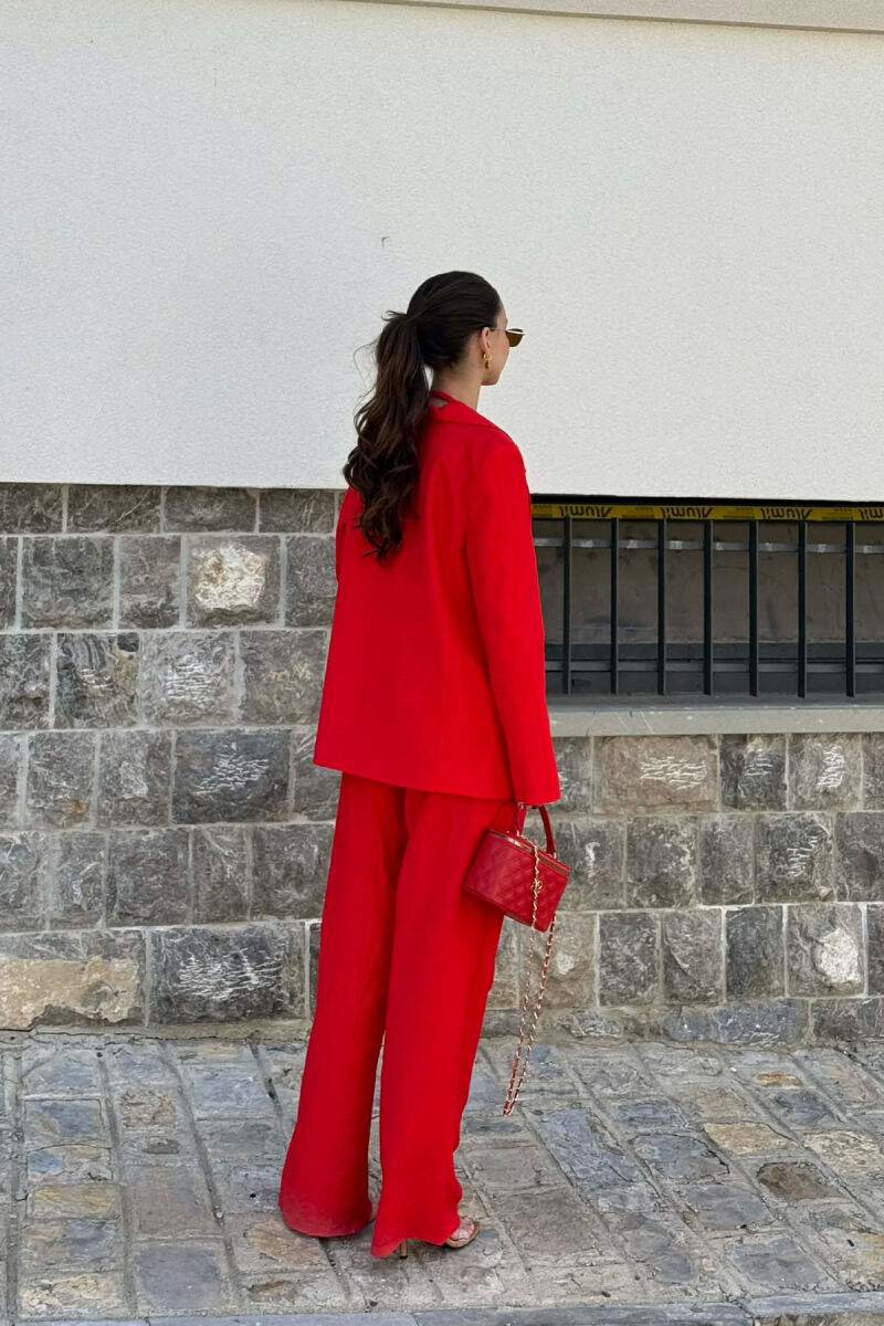 ONE COLOR JACKET + CROP TOP+ TROUSERS WOMAN SET RED/E KUQE - 5
