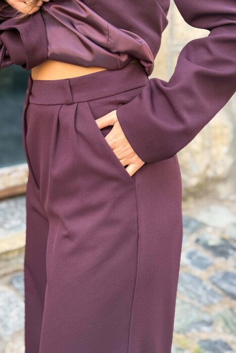 ONE COLOR JACKET + SIMPLE TROUSERS WOMAN SET PURPLE/LEJLA - 4