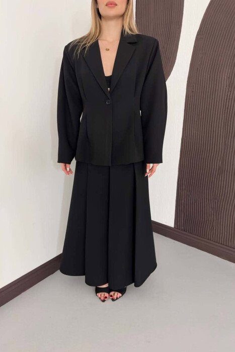ONE COLOR JACKET + SKIRT WOMAN SET BLACK/ E ZEZE - 3