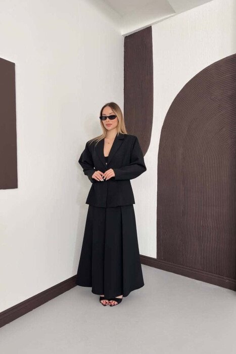 ONE COLOR JACKET + SKIRT WOMAN SET BLACK/ E ZEZE - 6