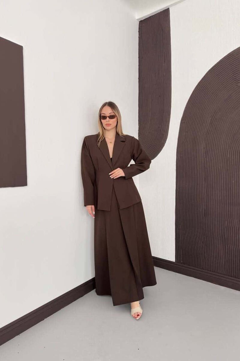 ONE COLOR JACKET + SKIRT WOMAN SET BROWN/KAFE - 7