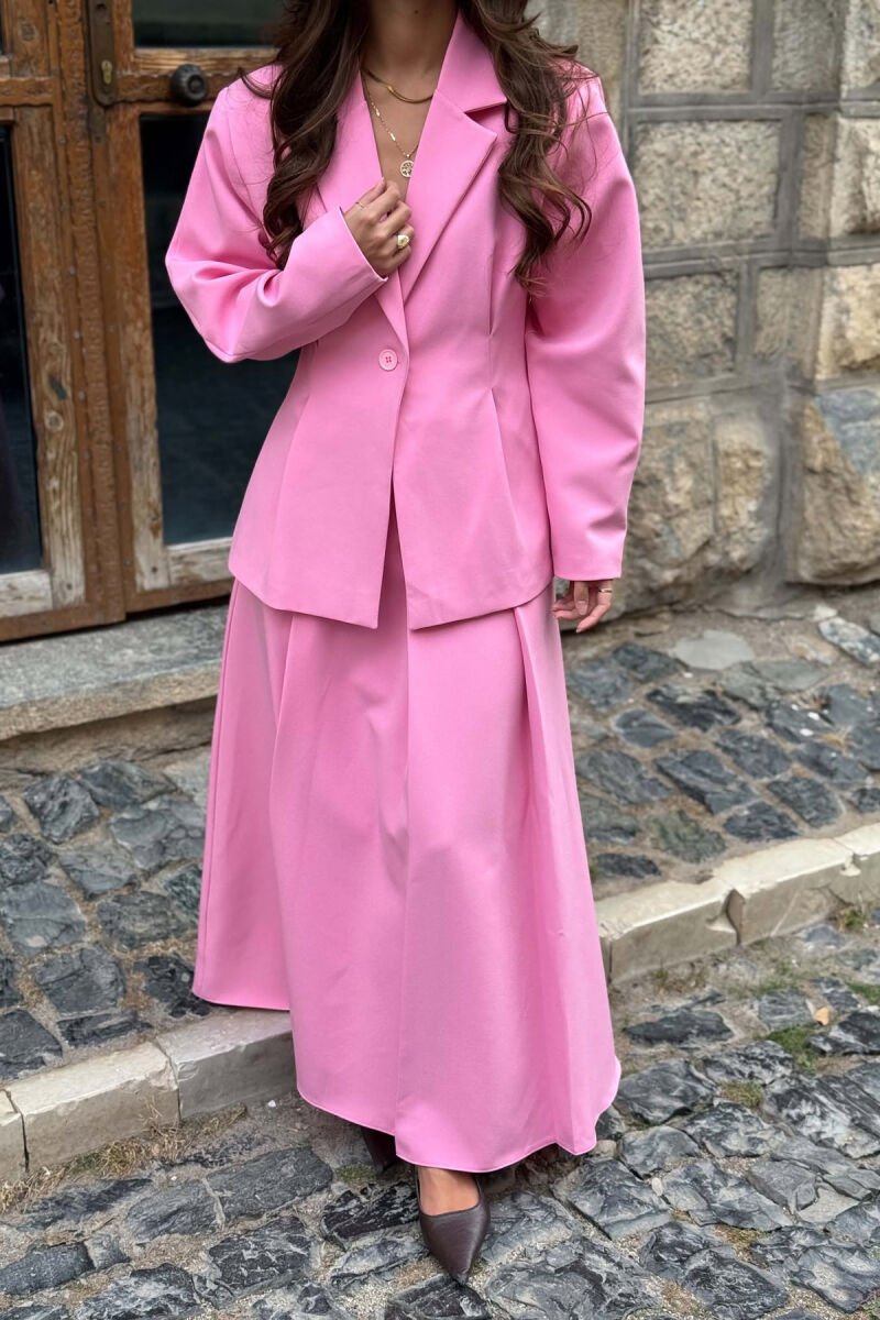 ONE COLOR JACKET + SKIRT WOMAN SET PINK/ROZE - 2