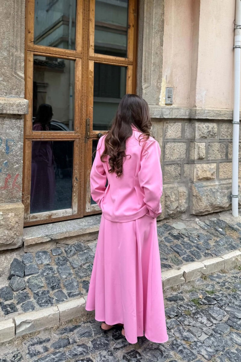 ONE COLOR JACKET + SKIRT WOMAN SET PINK/ROZE - 5