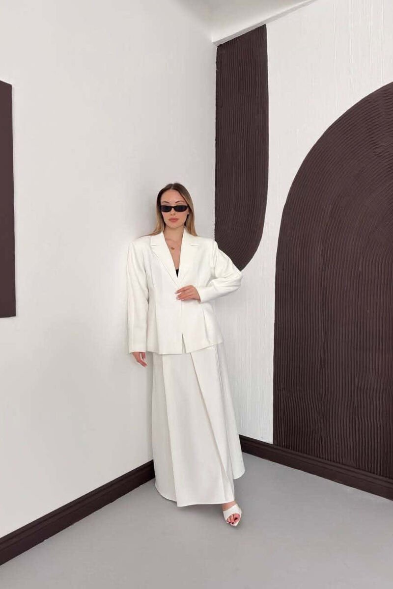 ONE COLOR JACKET + SKIRT WOMAN SET WHITE-E BARDHE - 7