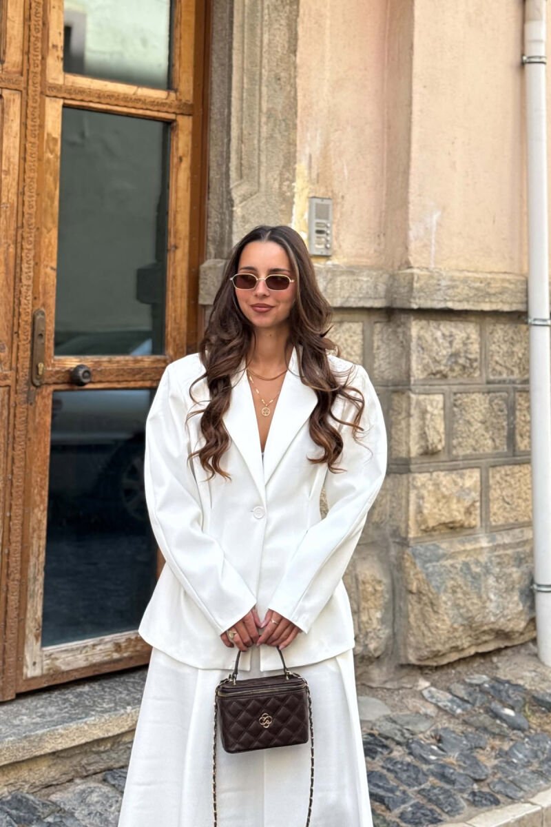 ONE COLOR JACKET + SKIRT WOMAN SET WHITE-E BARDHE - 3