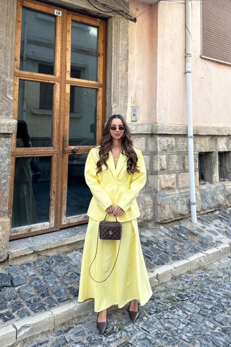 ONE COLOR JACKET + SKIRT WOMAN SET YELLOW/E VERDHE 