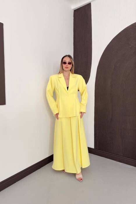 ONE COLOR JACKET + SKIRT WOMAN SET YELLOW/E VERDHE - 5