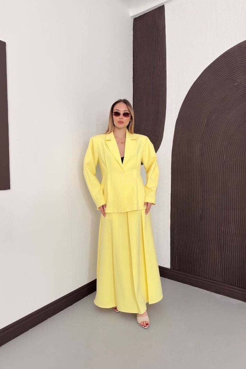 ONE COLOR JACKET + SKIRT WOMAN SET YELLOW/E VERDHE - 5
