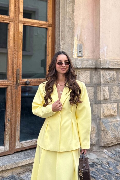 ONE COLOR JACKET + SKIRT WOMAN SET YELLOW/E VERDHE - 4