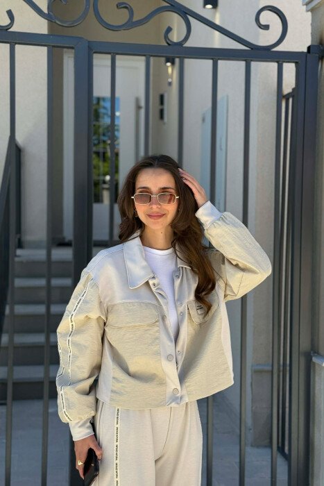 ONE COLOR JACKET + SWEATPANTS WOMAN SET BEIGE/BEZHE - 2