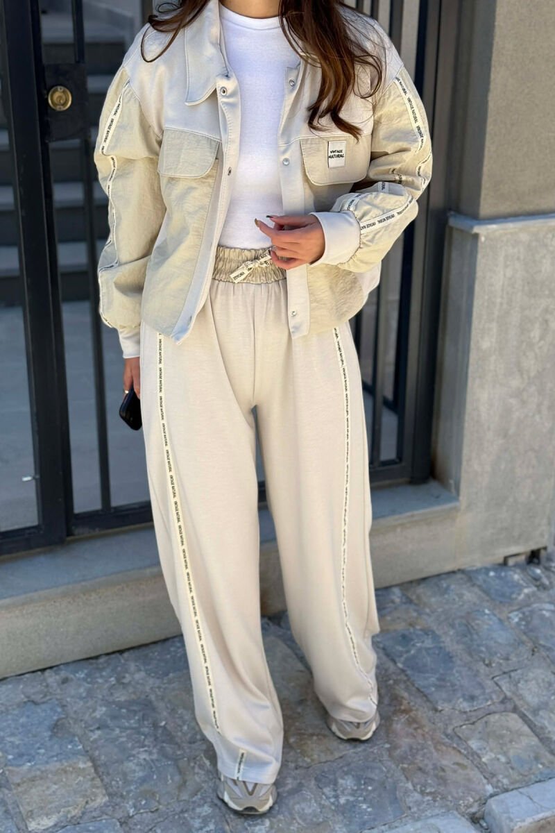 ONE COLOR JACKET + SWEATPANTS WOMAN SET BEIGE/BEZHE - 3