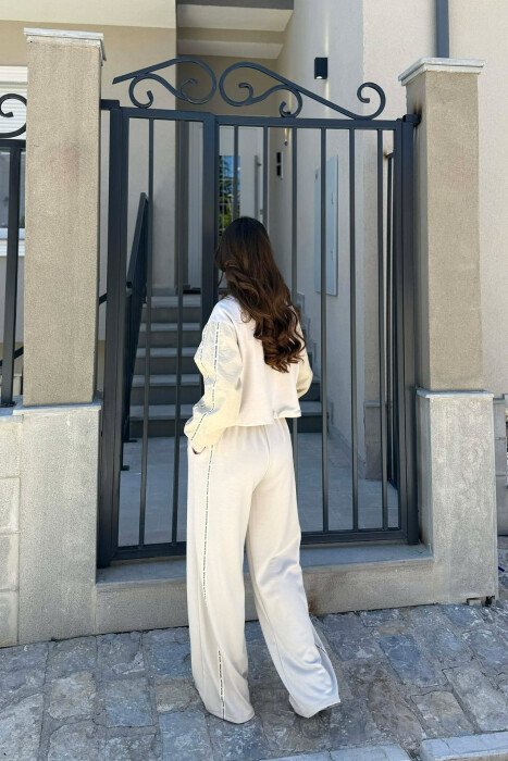 ONE COLOR JACKET + SWEATPANTS WOMAN SET BEIGE/BEZHE - 4
