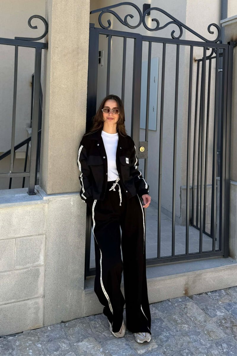 ONE COLOR JACKET + SWEATPANTS WOMAN SET BLACK/ E ZEZE - 1