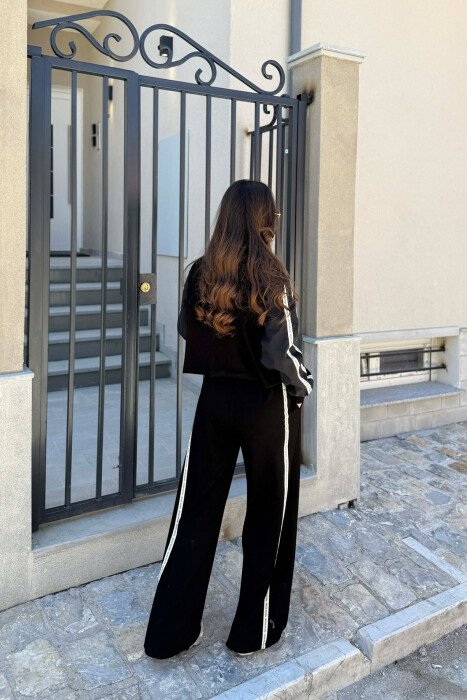 ONE COLOR JACKET + SWEATPANTS WOMAN SET BLACK/ E ZEZE - 2