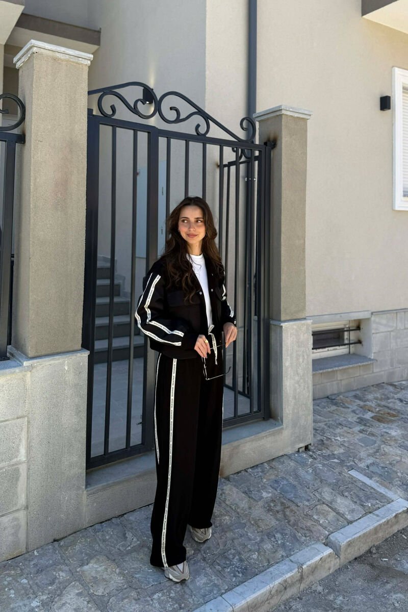 ONE COLOR JACKET + SWEATPANTS WOMAN SET BLACK/ E ZEZE - 3